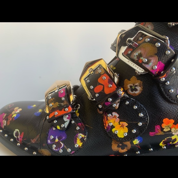GIVENCHY Multicolor Floral Moto Bootie with Box - Picture 12 of 16